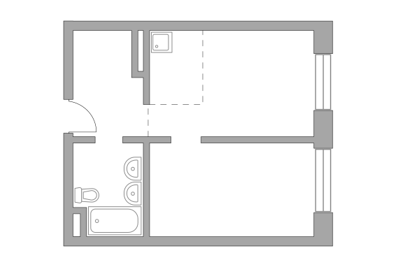 Двухкомнатная квартира 41.65 м²