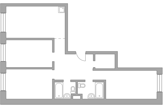 Трёхкомнатная квартира 86.1 м²