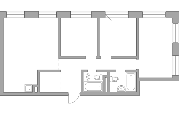 Трёхкомнатная квартира 82.08 м²