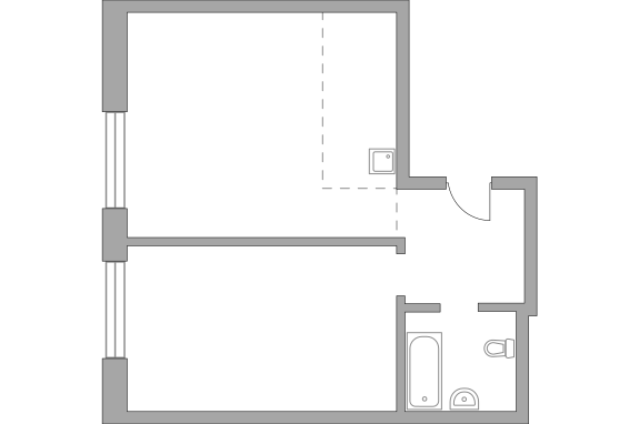 Двухкомнатная квартира 61.51 м²