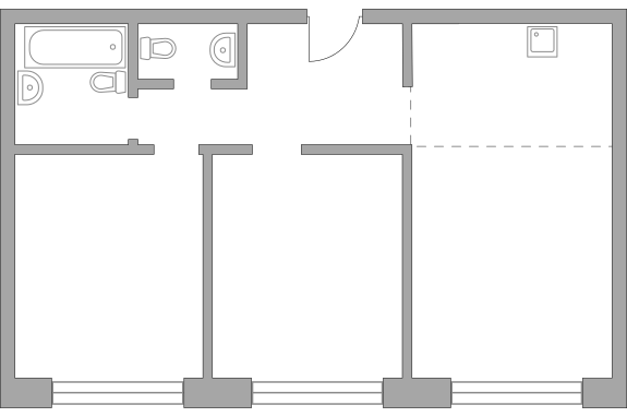 Трёхкомнатная квартира 70.38 м²