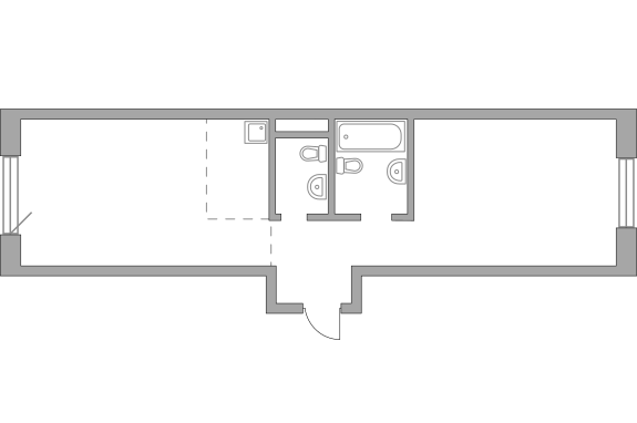 Двухкомнатная квартира 55.98 м²
