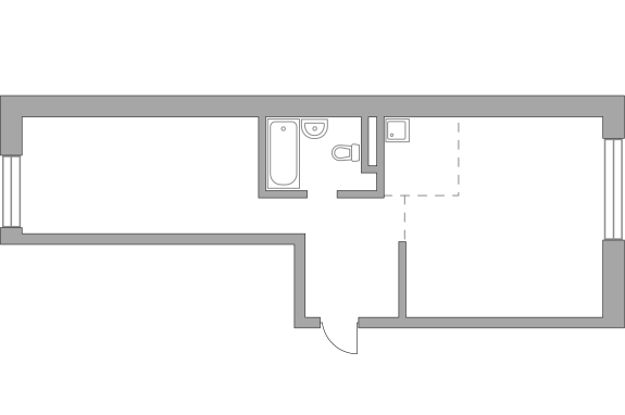 Двухкомнатная квартира 60.96 м²