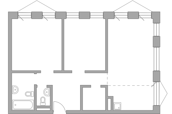 Трёхкомнатная квартира 77.35 м²