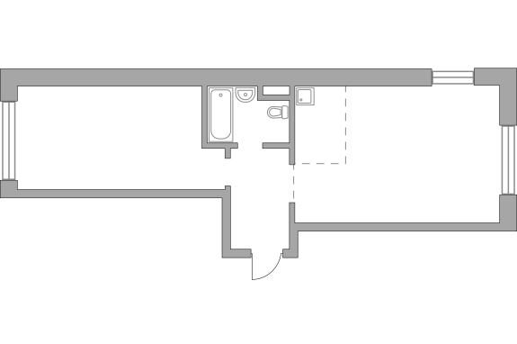 Двухкомнатная квартира 60.45 м²
