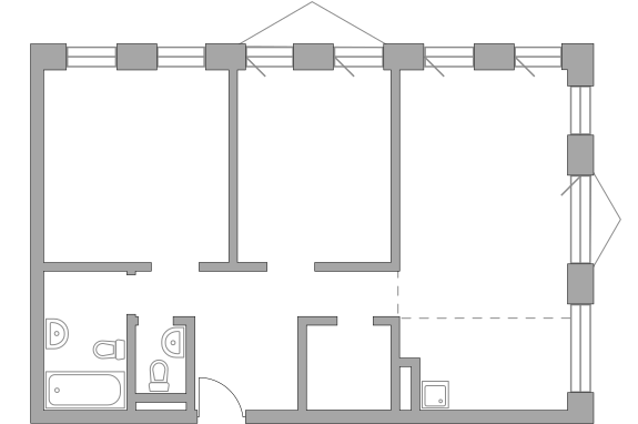 Трёхкомнатная квартира 75.2 м²