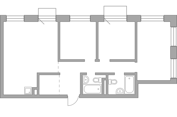 Трёхкомнатная квартира 85.42 м²
