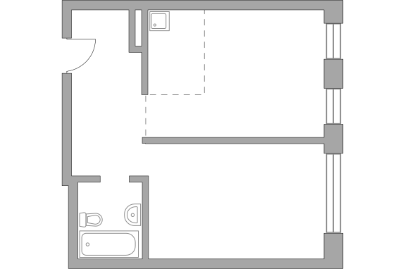 Двухкомнатная квартира 47.65 м²